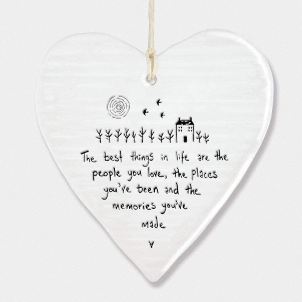 East Of India Hanging Heart Gift The Best Things In Life White