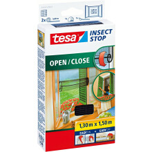 tesa 55033-00021-00 Insect Stop Hook and Loop Open/Close, Easy-On and Easy-Off Insect Screen For windows 1.30 x 1.5 m - Anthracite
