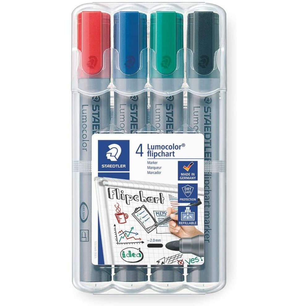 Staedtler Lumocolor Flipchart marker 356 WP4 - Multicolour (Pack of 4)