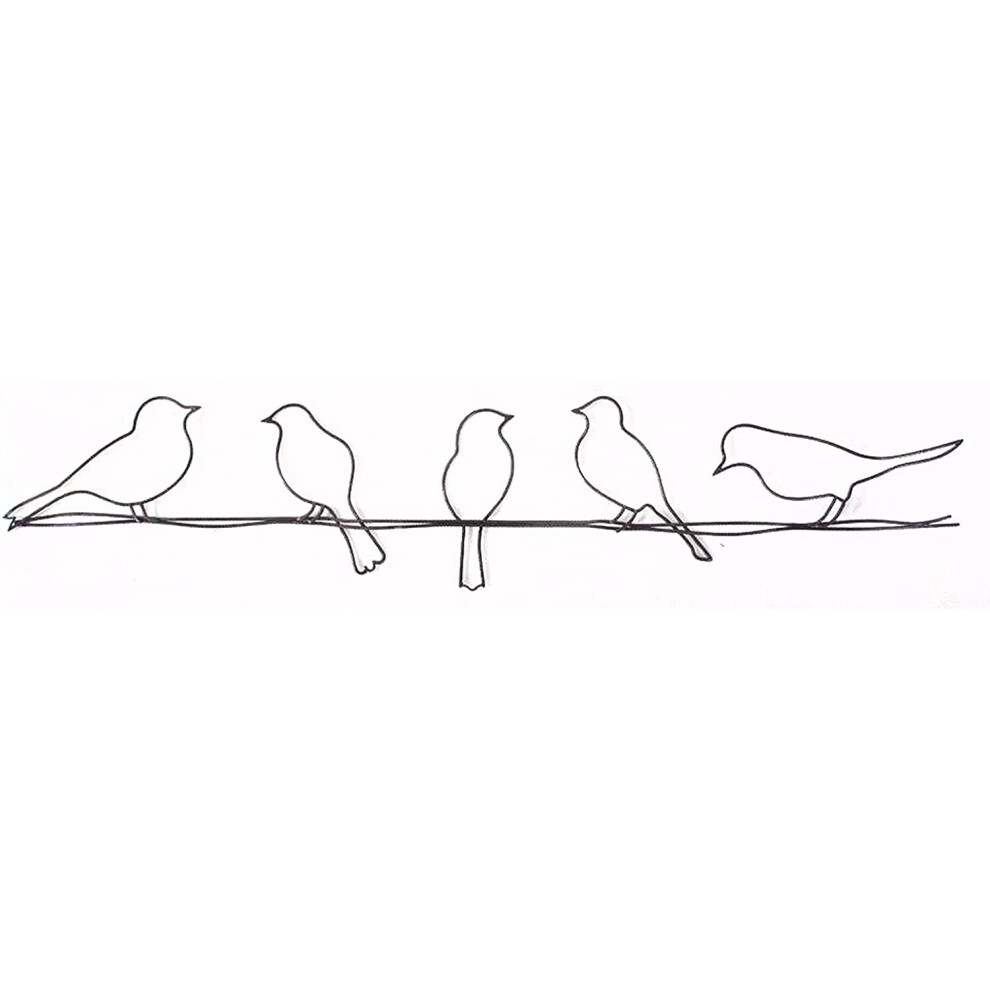 Art For The Home Birds On A Wire Metal Wall Art, Black, Size: Width: 60cm x Height: 13cm