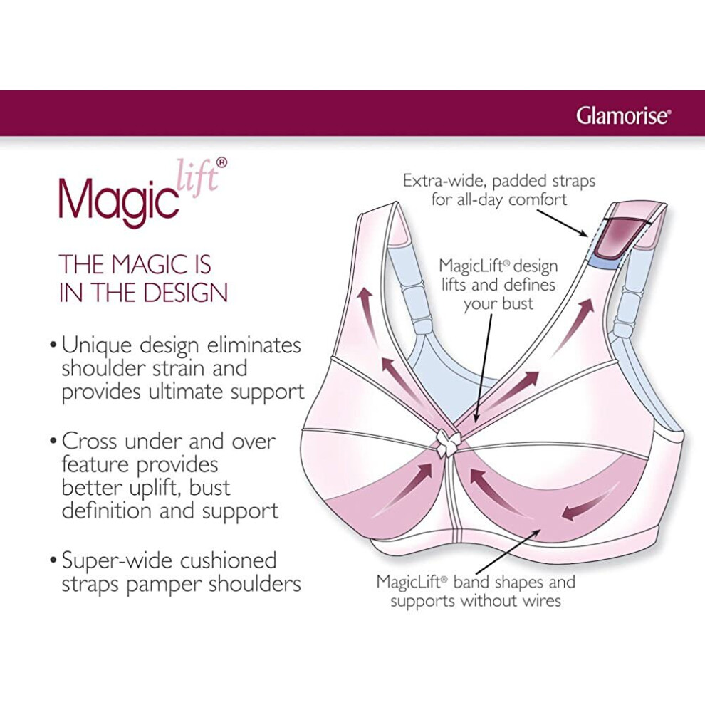 Glamorise Women's Magic Lift Full Figure Support Front Close Soft Cup  Everyday Bra on OnBuy