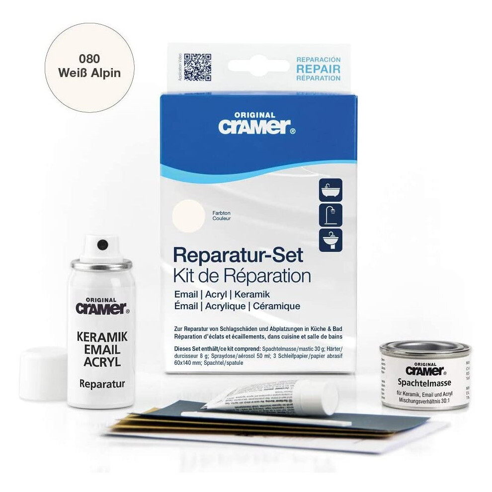 Cramer Ceramic / Enamel Repair Kit For Baths, Sinks And Counter Tops, Colour: Alpine White 4027316160804