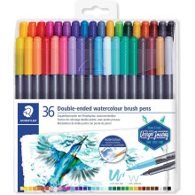 36 Farben von Aquarell-Malstiften - Doppelspitze Pinsel - Staedtler