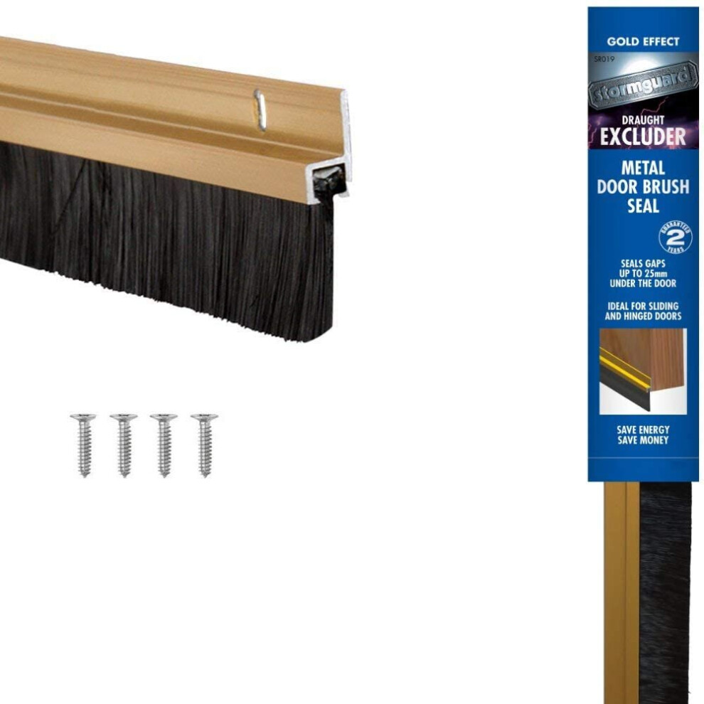 Stormguard 02SR0190838G 838mm Bottom of The Door Brush Strip Draught Excluder - Gold