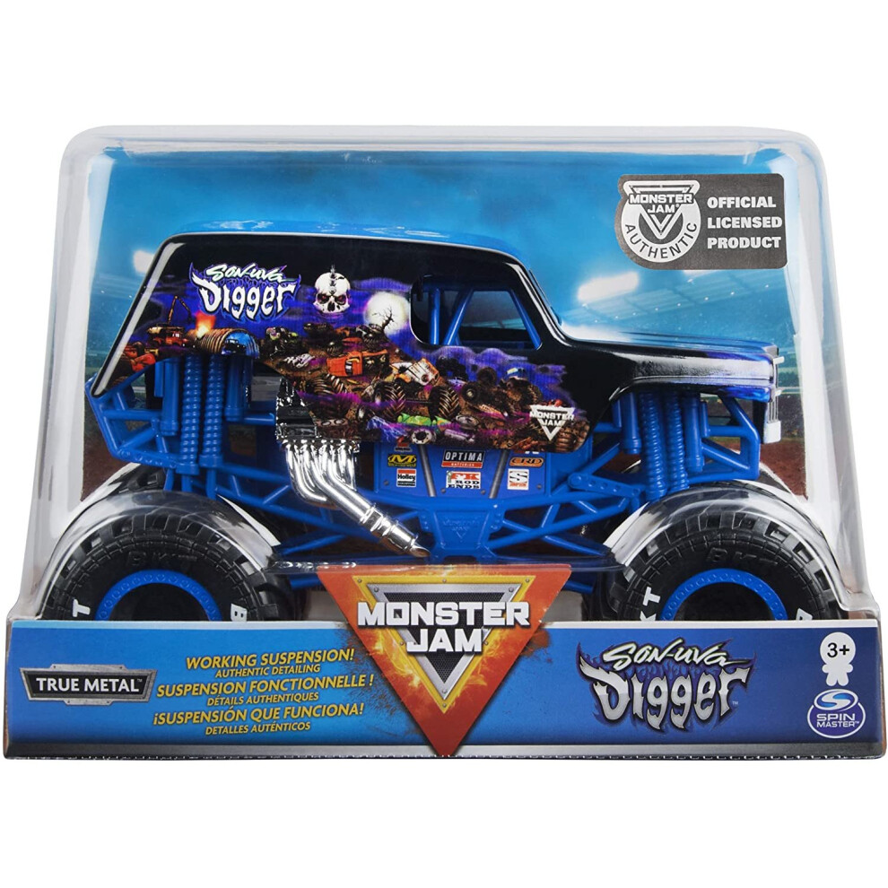 Monster Jam, Official Son-uva Digger Monster Truck, Die-Cast Vehicle, 1:24 Scale