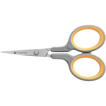 Westcott E-30444 00 Titanium Super Soft Grip Scissor, 10 cm, curved - Grey/Yellow