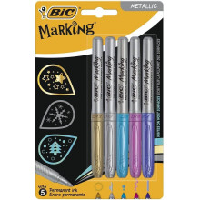 Markeringstusch metallisk blæk 5 farver BIC
