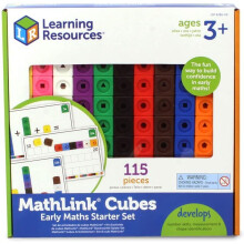 Learning Resources Mathlink Cubes Activity Set - 100 Colour Cubes, 15 Double-Sided Cards, Multilingual Guide for Counting, Sorting & Patterns