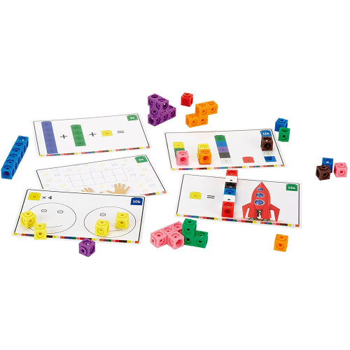 Learning Resources Learning Resources Mathlink Cubes Activity Set - 100 Colour Cubes, 15 Double-Sided Cards, Multilingual Guide for Counting, Sorting & Patterns 1