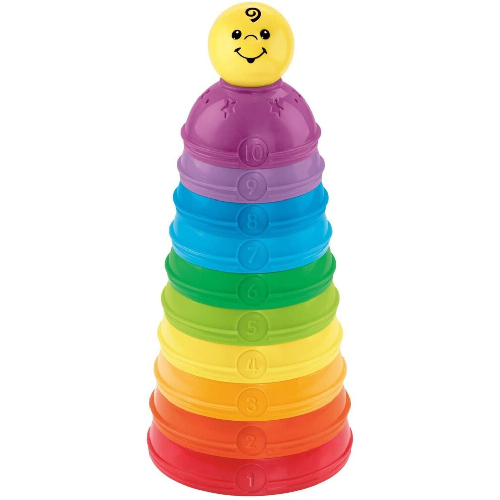 Fisher-Price Stack and Roll Cups, Baby Stacking Toy with Colours and Numbers, 6 Months Plus