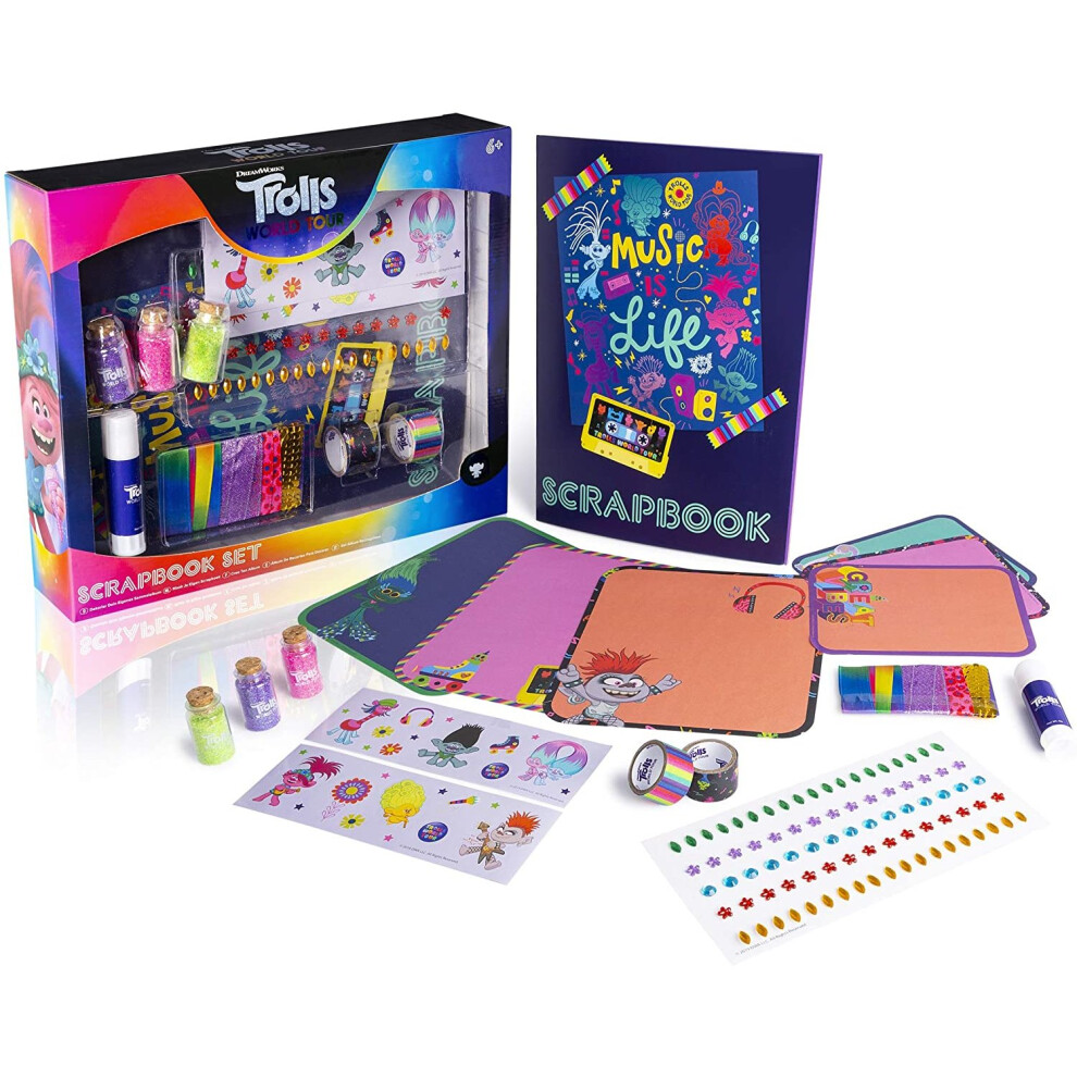 Trolls World Tour - Trolls Scrapbook Kit for Girls - Contains Stickers, Glitter and Gemstones