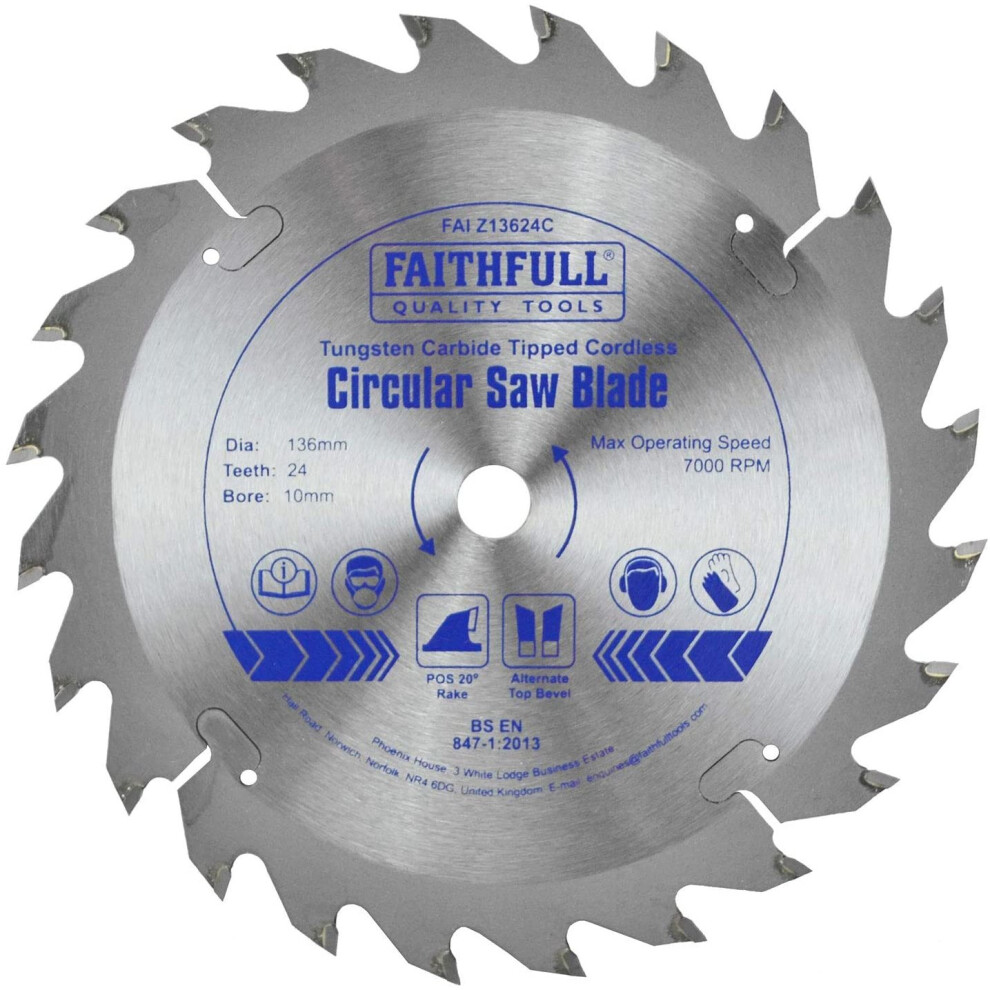 Faithfull Z13624C Trim Saw Blade TCT 136 x 10 x 24 Tooth