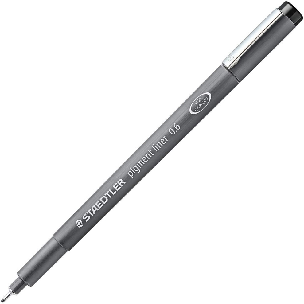 Staedtler Pigment Liner Fineliner Pen with Line Width 0.6 mm - Black, Pack of 10