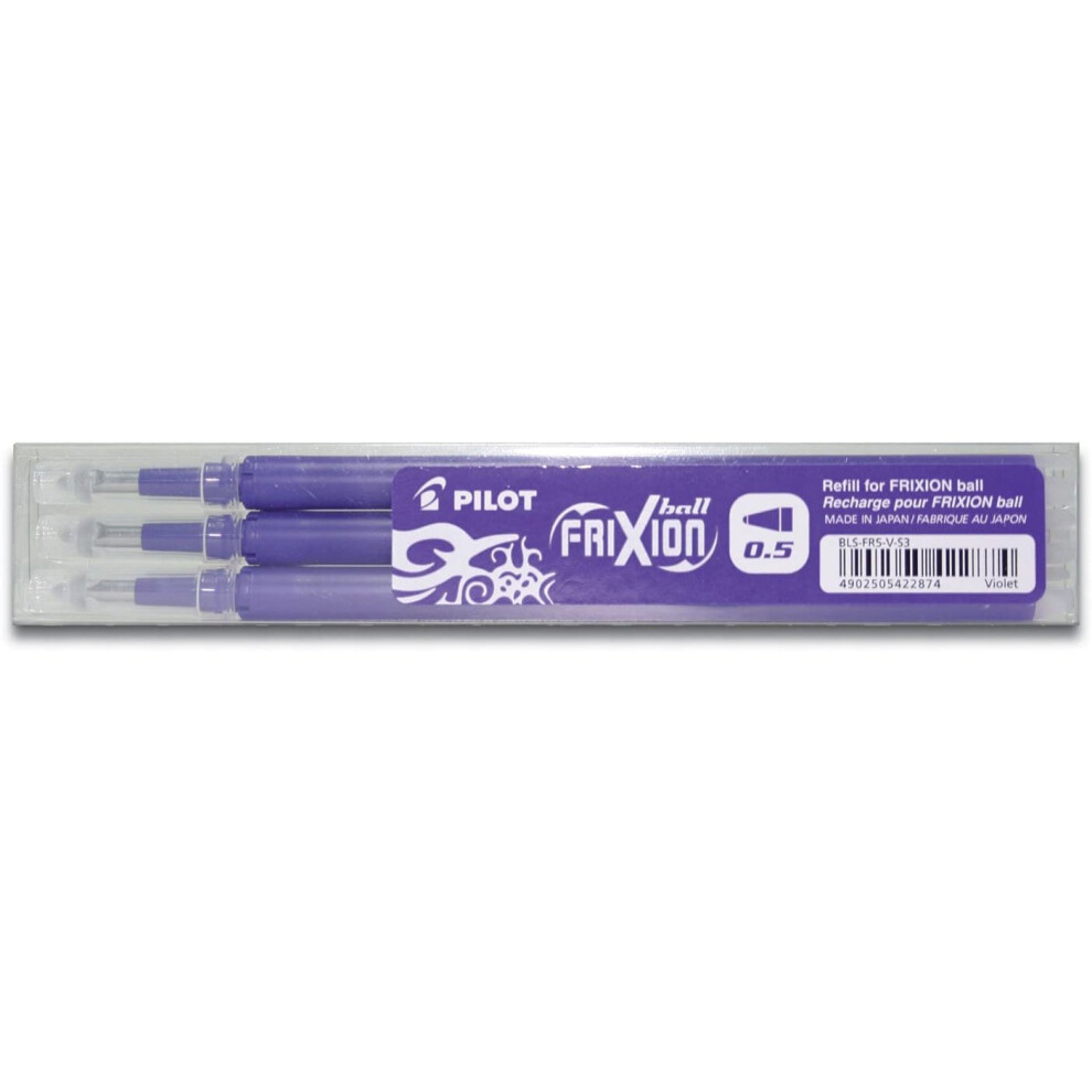 Pilot Refills For Frixion Clicker Rollerball 0.5 Mm (Pack Of 3) - Violet