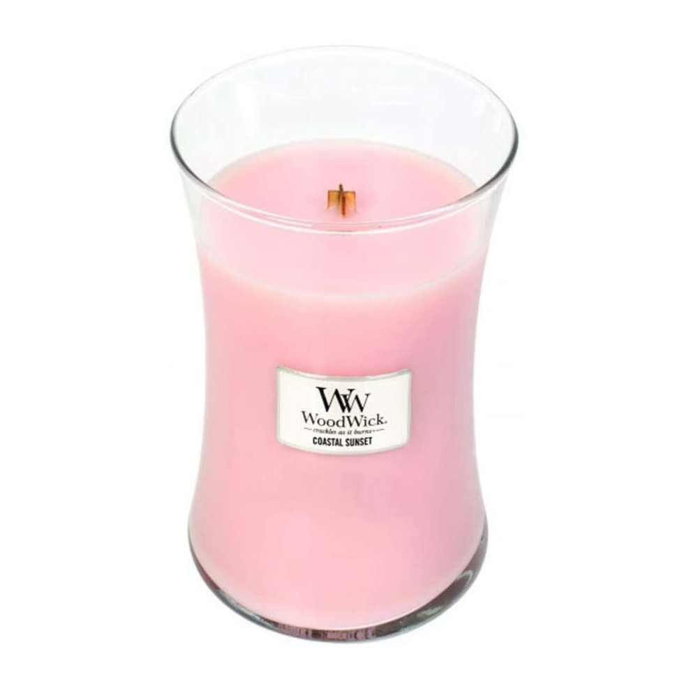 Woodwick Hourglass Scented Candle With Pluswick Innovation, Paraffin, Coastal Sunset, Large