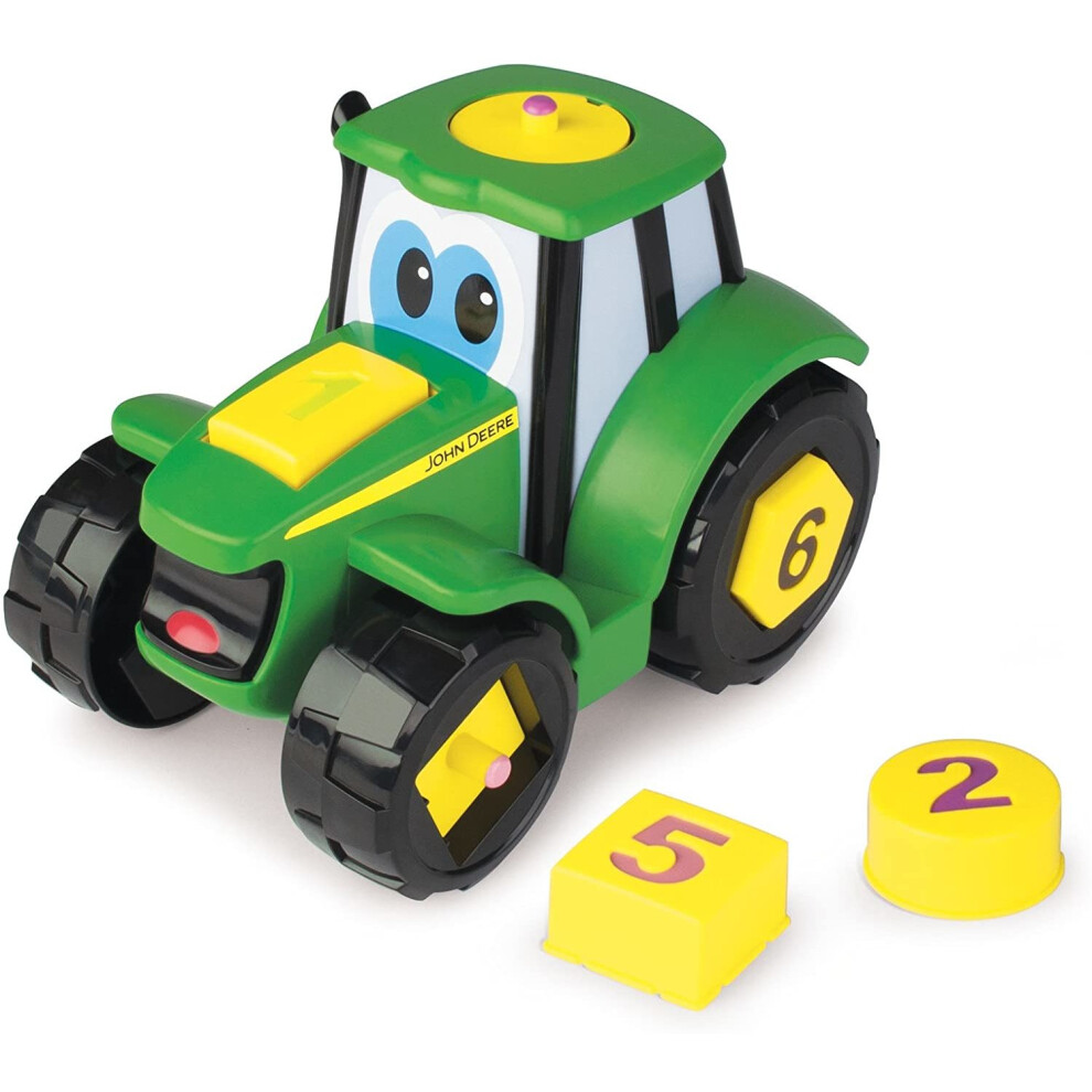 TOMY 46654 John Deere Learn N Pop Johnny Vehicle Toy Kids Playsets, Multicoloured, Small-Medium