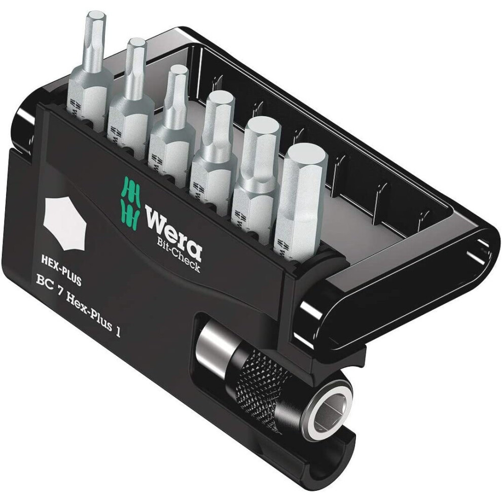 Wera 05056168001 Bit-Check Set 8040-6/Z Extra-tough for Drill/Drivers, Metal Jointing, Hex-Plus 2.0 mm-6.0 mm 7pc