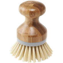 Addis Palm Dish Brush with Natural Bamboo, Natural & Grey, Grey/Wood, 6.7 x 6.7 x 9 cm