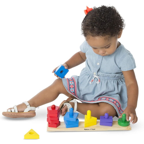 Melissa & Doug Melissa & Doug Stack and Sort Board - Wooden Educational Toy With 15 Solid Wood Pieces 1