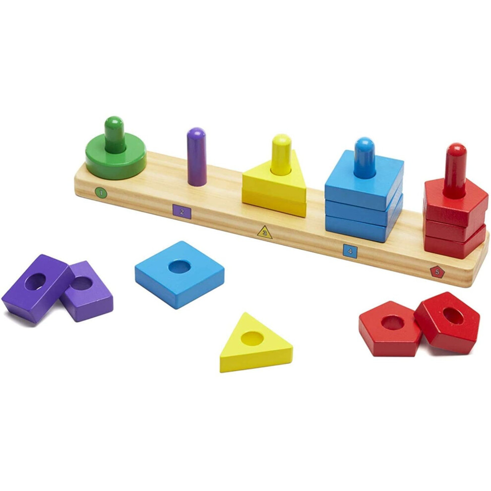 Melissa & Doug Stack and Sort Board - Wooden Educational Toy With 15 Solid Wood Pieces