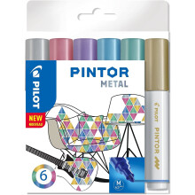 Pilot Pintor Medium Line Bullet Paint Marker 4.5mm Tip- Metallic Colours (Wallet of 6)