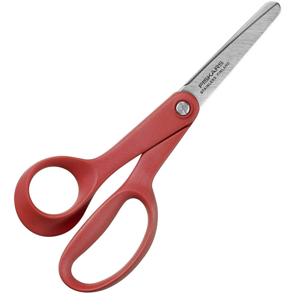 Fiskars Children's Scissors for Left-handed Users, 8 Years or Older Length: 13 cm, Stainless Steel Blade/Plastic Handles, Red, Classic, 1005169