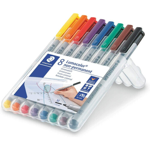 Staedtler Staedtler 315 WP8 Lumocolor Universal Non Permanent Medium Pens - Assorted Colours 1