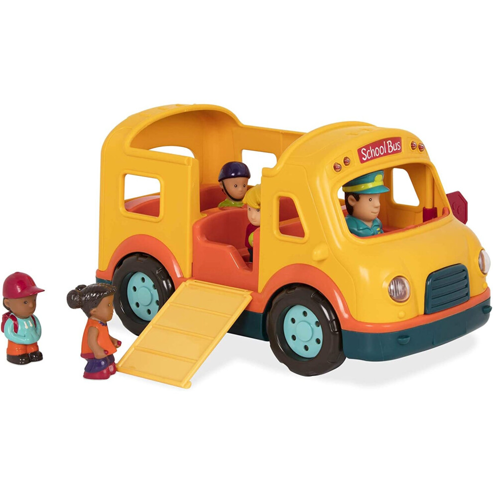 Battat Lights & Sounds School Bus Toy for Toddlers (Includes Driver + 4 Passengers)