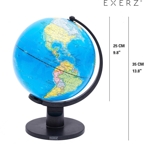 Exerz Educational World Globe (Large 25cm) Swivel Rotating Globe - Dia 25cm 1