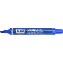 Pentel N60 Permanent Marker Chisel Tip Max.6mm Line Blue Ref N60-C [Pack of 12]