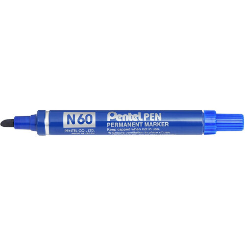 Pentel Pentel N60 Permanent Marker Chisel Tip Max.6mm Line Blue Ref N60-C [Pack of 12]
