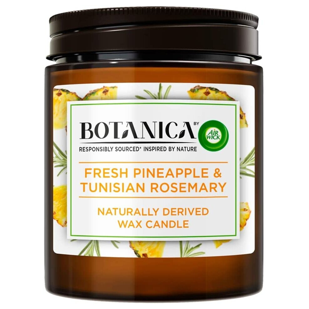 Botanica by Air Wick Air Freshener Naturally Derived Wax Candle Fresh Pineapple & Tunisian Rosemary 205 g