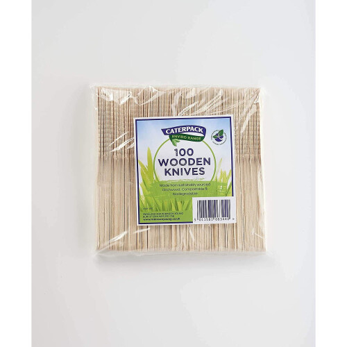 Caterpack Enviro Wooden Knives | 100 Pack | Size: 6.25'
