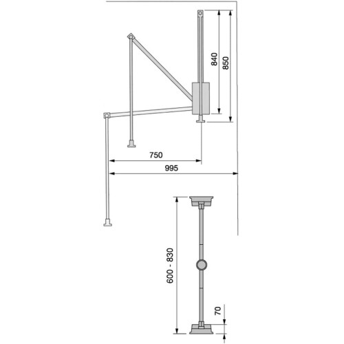 Emuca 7086213 Pull-Down Hanging Wardrobe Rail, Adjustable 600-830mm, Moka Painted Finish 2
