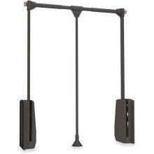 Emuca 7086213 Pull-Down Hanging Wardrobe Rail, Adjustable 600-830mm, Moka Painted Finish