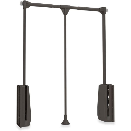 Emuca 7086213 Pull-Down Hanging Wardrobe Rail, Adjustable 600-830mm, Moka Painted Finish
