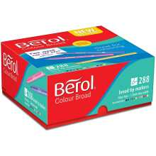 Berol Felt Tip Colouring Pens, Broad Point (1.2mm), Washable, Assorted Colours, Class Pack of 288