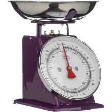 Premier Housewares 5 Kg Kitchen Scale Retro Style with Stainless Steel Bowl - Purple