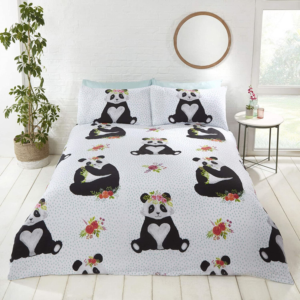 Rapport Panda Fun-Filled Duvet Set - Multicolour, Single 135 X 200 Cm | Easy-Care Fabric