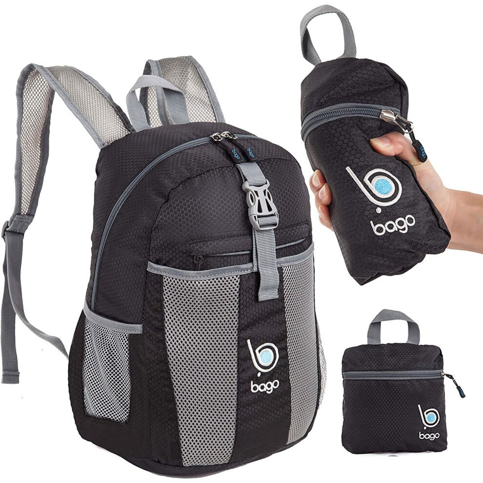 Bago 25L Lightweight Packable Backpack - Water Resistant Travel and Hiking Daypack - Foldable and Handy for Camping Outdoor Sports