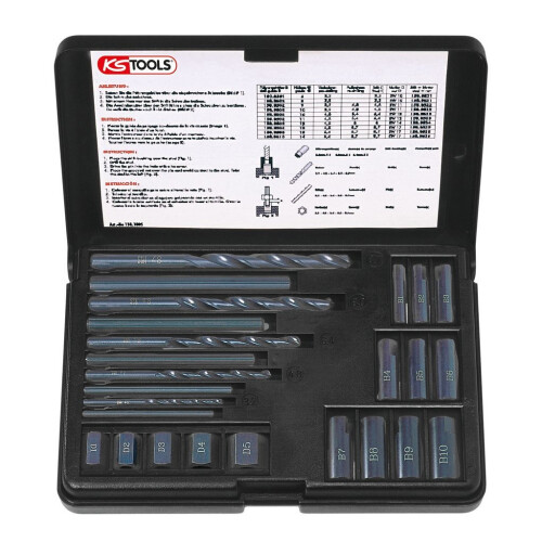 Schraubenausdreher-Set - KS TOOLS - 150.1305 - M5-M16 - 25 Teile - HSS-Bohrer