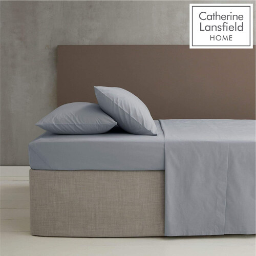 Catherine Lansfield Catherine Lansfield Easy Iron Percale Super King Extra Deep Fitted Sheet Grey 1