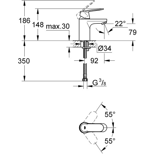 Grohe GROHE 3282400L | Eurosmart Cosmopolitan Basin Mixer 1