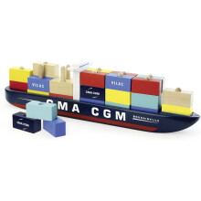 Houten containerschip Jules Verne VILAC - Maritiem speelgoed voor kinderen van 3 tot 5 jaar