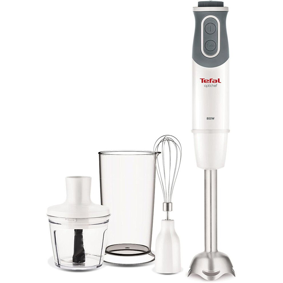 Tefal HB643140 Optichef Quartzite Hand Blender, 800 W, White