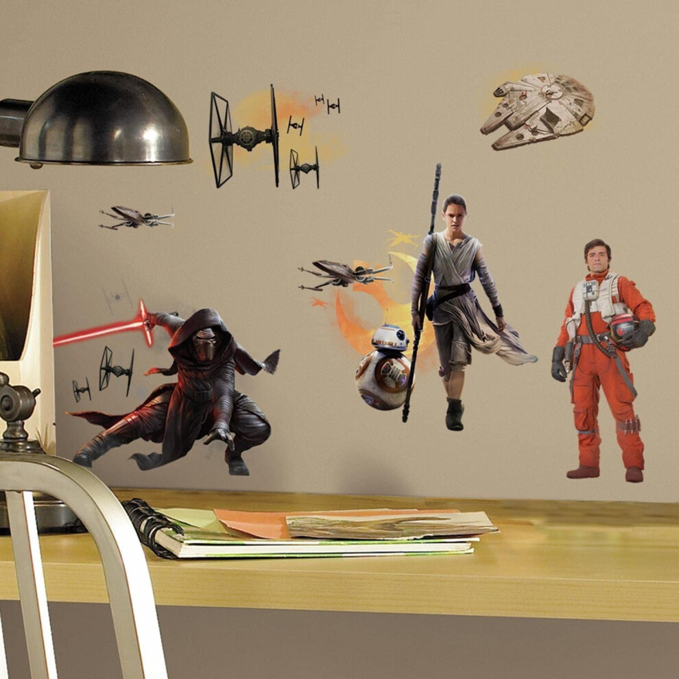 Star Wars Rmk3010scs Repositionable Episode Vii: Rey, Poe And Kylo Ren Wall Stickers, Multi, 27X12.7x2.3 Cm