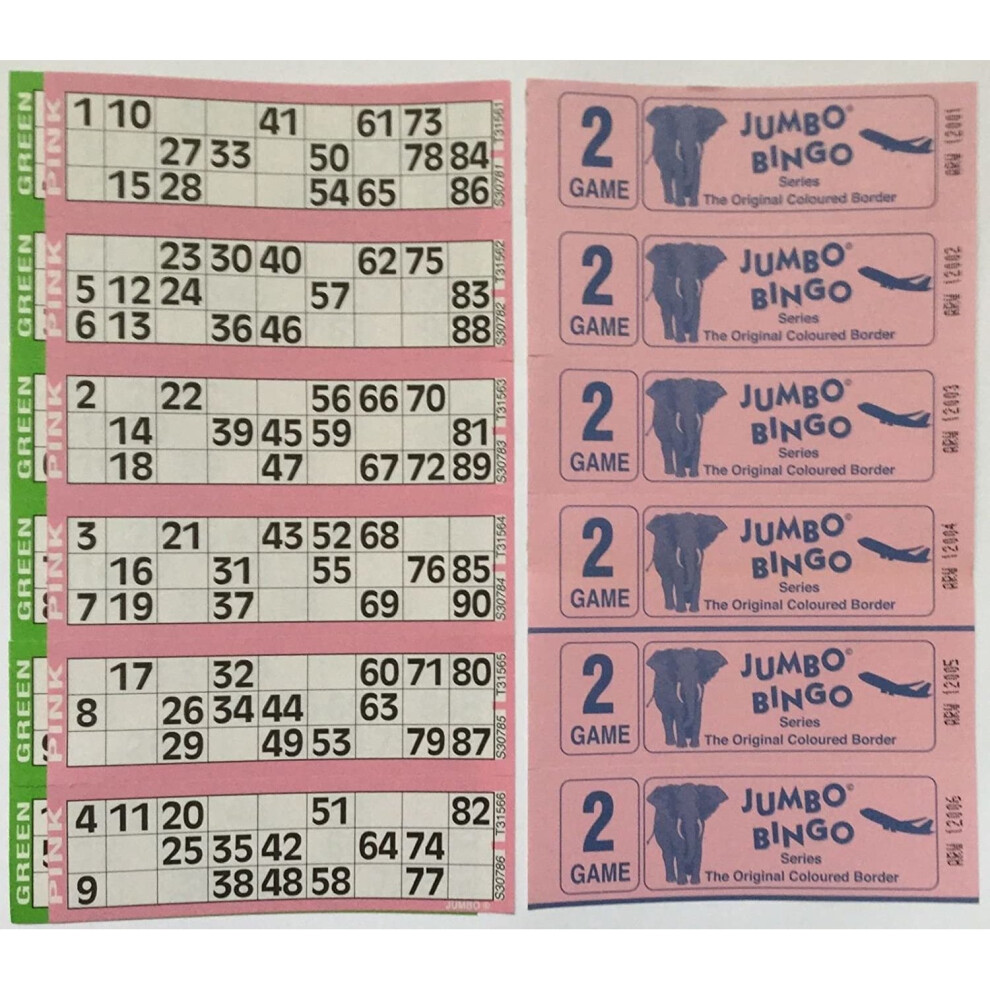 750 2 PAGE GAMES JUMBO BINGO TICKETS 6 TO VIEW JUMBO BINGO BOOKS