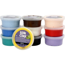 Brinquedo criativo - SILK CLAY - Conjunto de 10 massinhas de modelar - Suave e leve - Cores sortidas