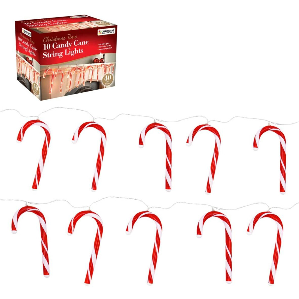 The Christmas Workshop 70039 10PC Candy Cane LED Decoration String Lights