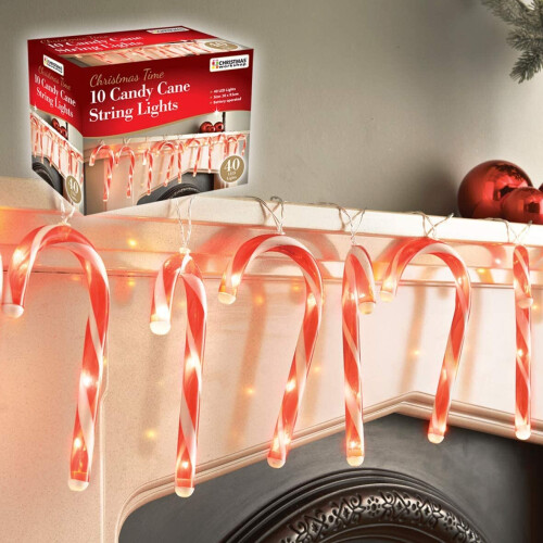 The Christmas Workshop 70039 10PC Candy Cane LED Decoration String Lights 1